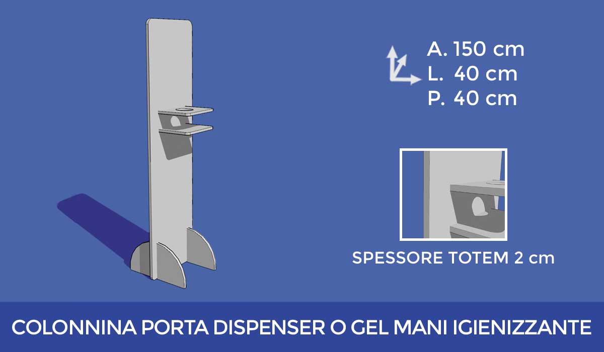 Misure Colonnina porta Dispenser o Gel mani igienizzante | RealPlex