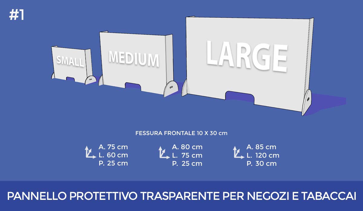 Pannello Protettivo Trasparente in Plexiglass per Negozi e Tabaccai - Modello 1 | RealPlex