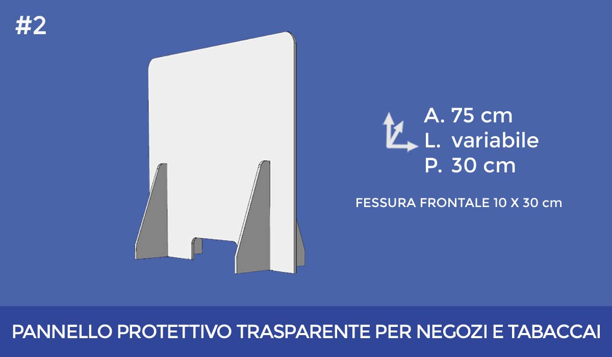 Pannello Protettivo Trasparente in Plexiglass per Negozi e Tabaccai - Modello 2 | RealPlex