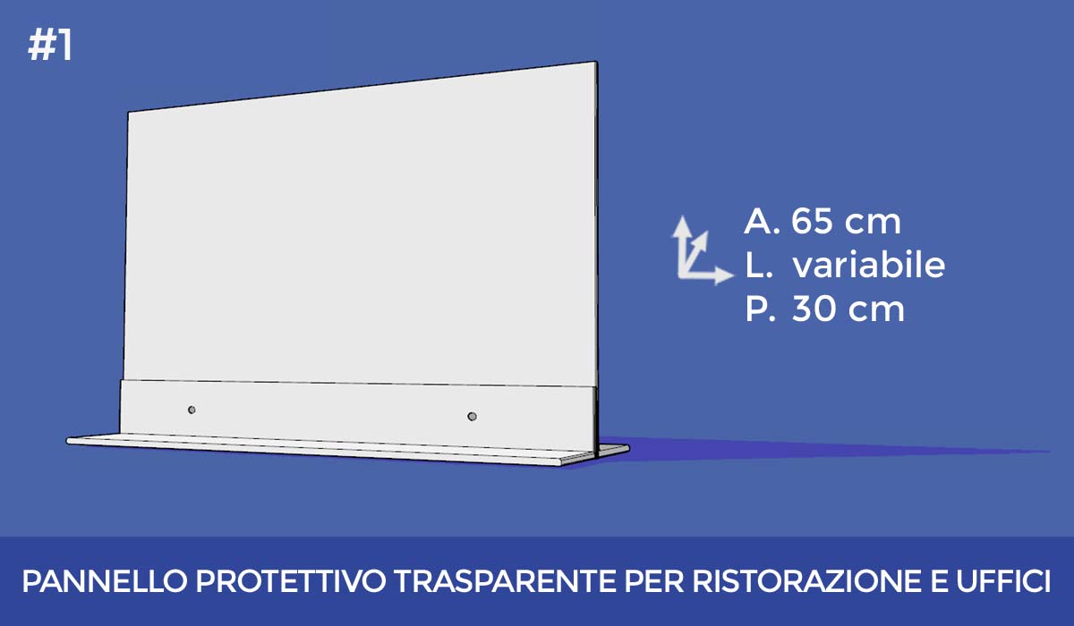 Pannello Protettivo Trasparente in Plexiglass per Ristorazione e Uffici - Modello 1 | RealPlex