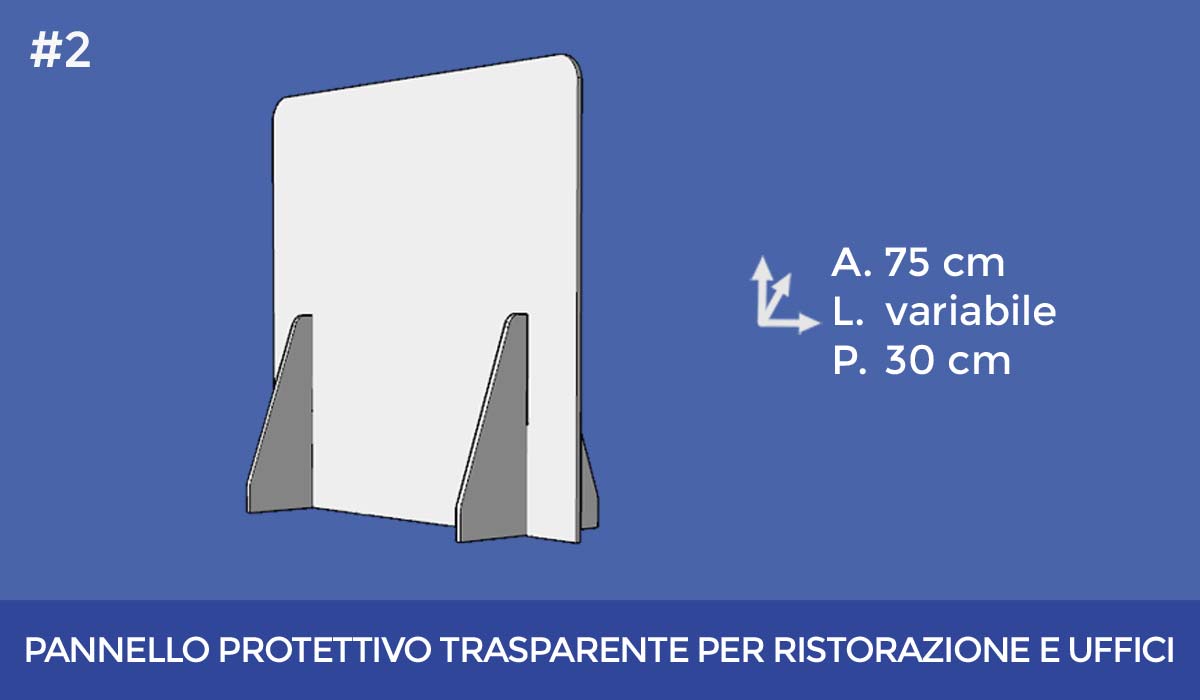Pannello Protettivo Trasparente in Plexiglass per Ristorazione e Uffici - Modello 2 | RealPlex